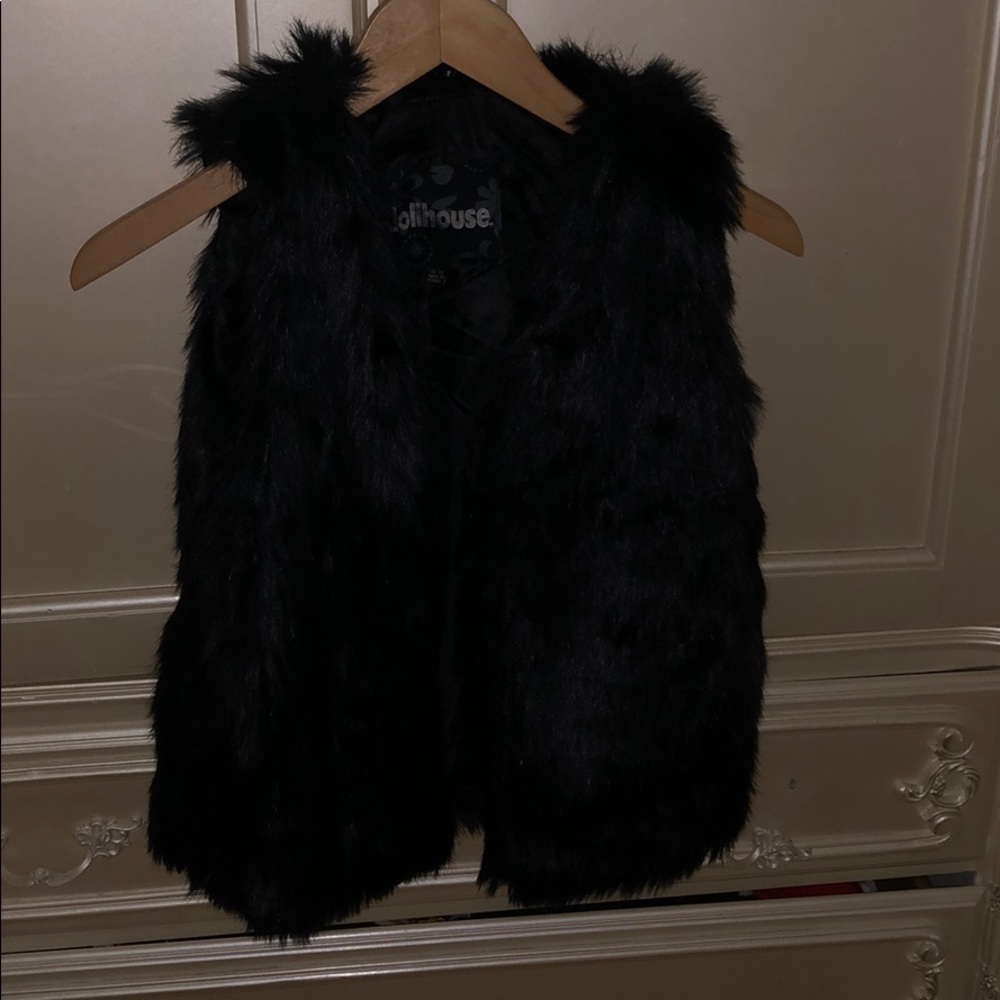 Black furry vest